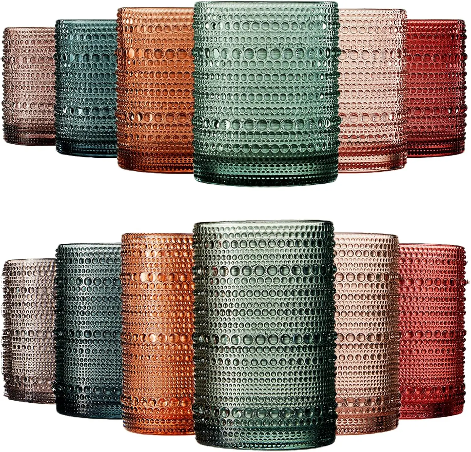 Highball Glass Set - Hobnail Beaded Highball Drinking Tumbler Glasses