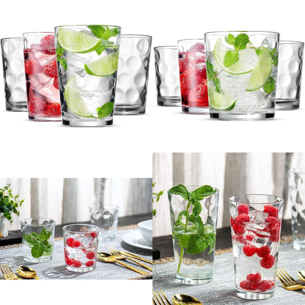 Highball Glass Set - 12-Piece Elegant Stackable Glass Set: 4