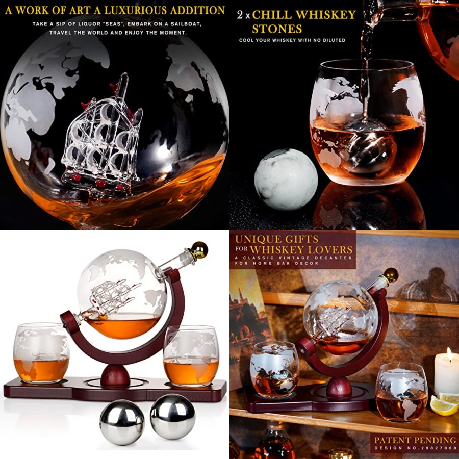 Decanter Globe Set - Gifts for Men Dad Fathers Day,
