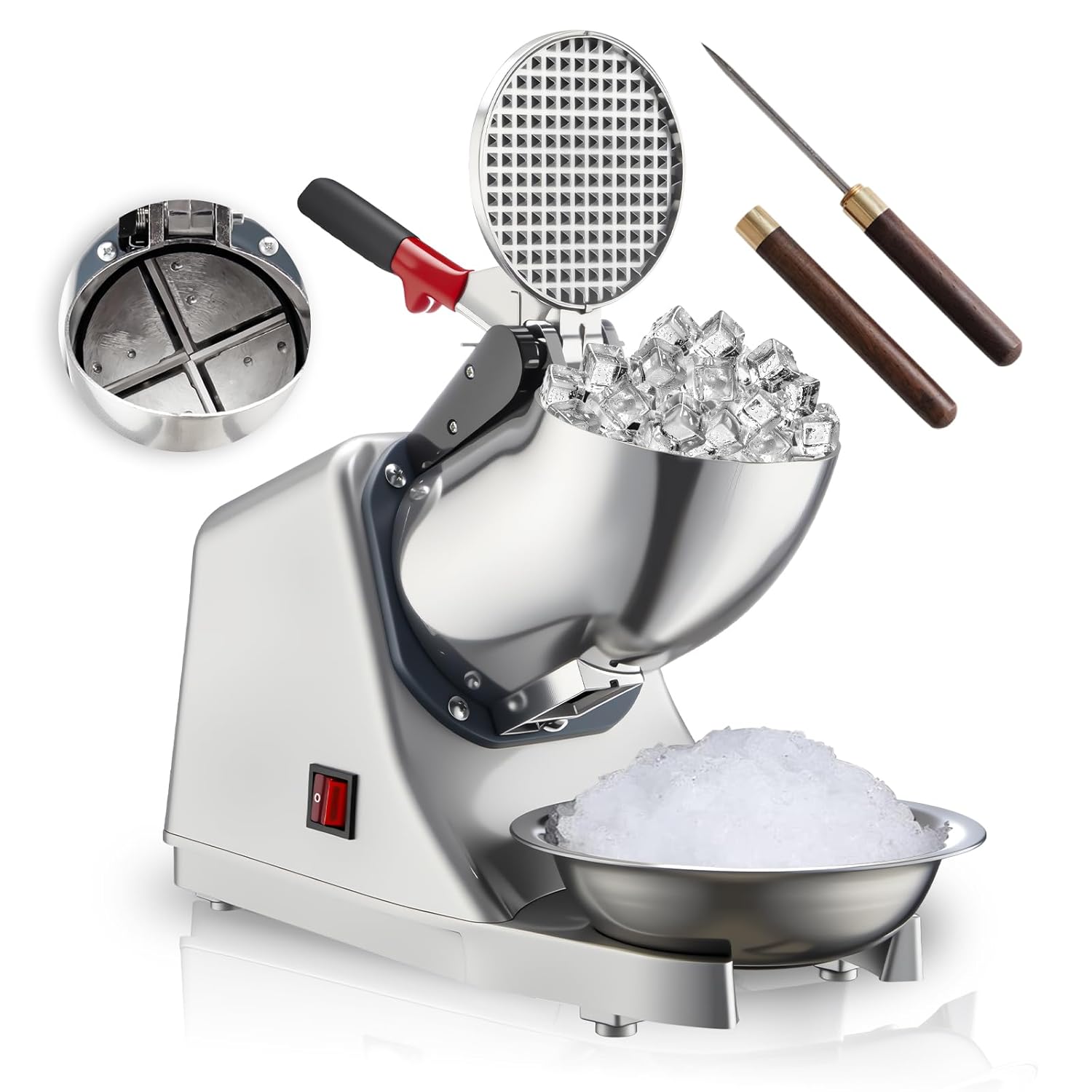 Ice Pick Pick - 300W Electric Ice Shaver, 143lbs/hr, Stainless