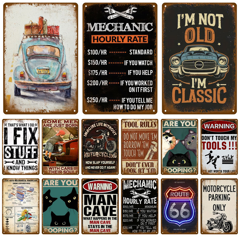 Home Bar Accessories - Vintage Metal Plate Tin Sign Plates