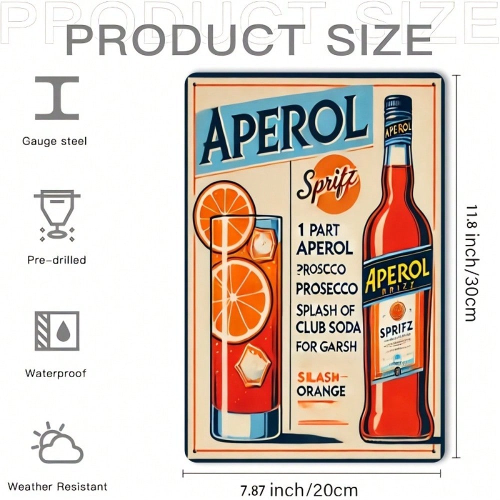 Vintage Aperol Spritz Metal Si - Home Bar Cafe recensie en prijs