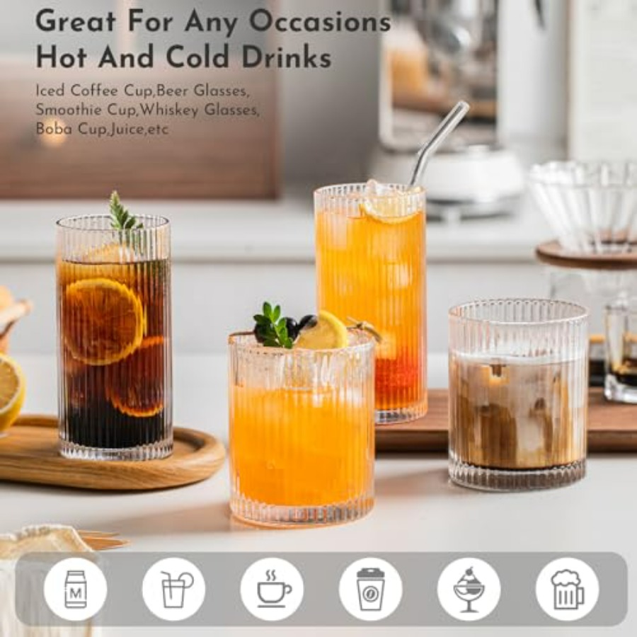 12Piece Ribbed Glassware Set w - Highball Glass Set recensie en prijs