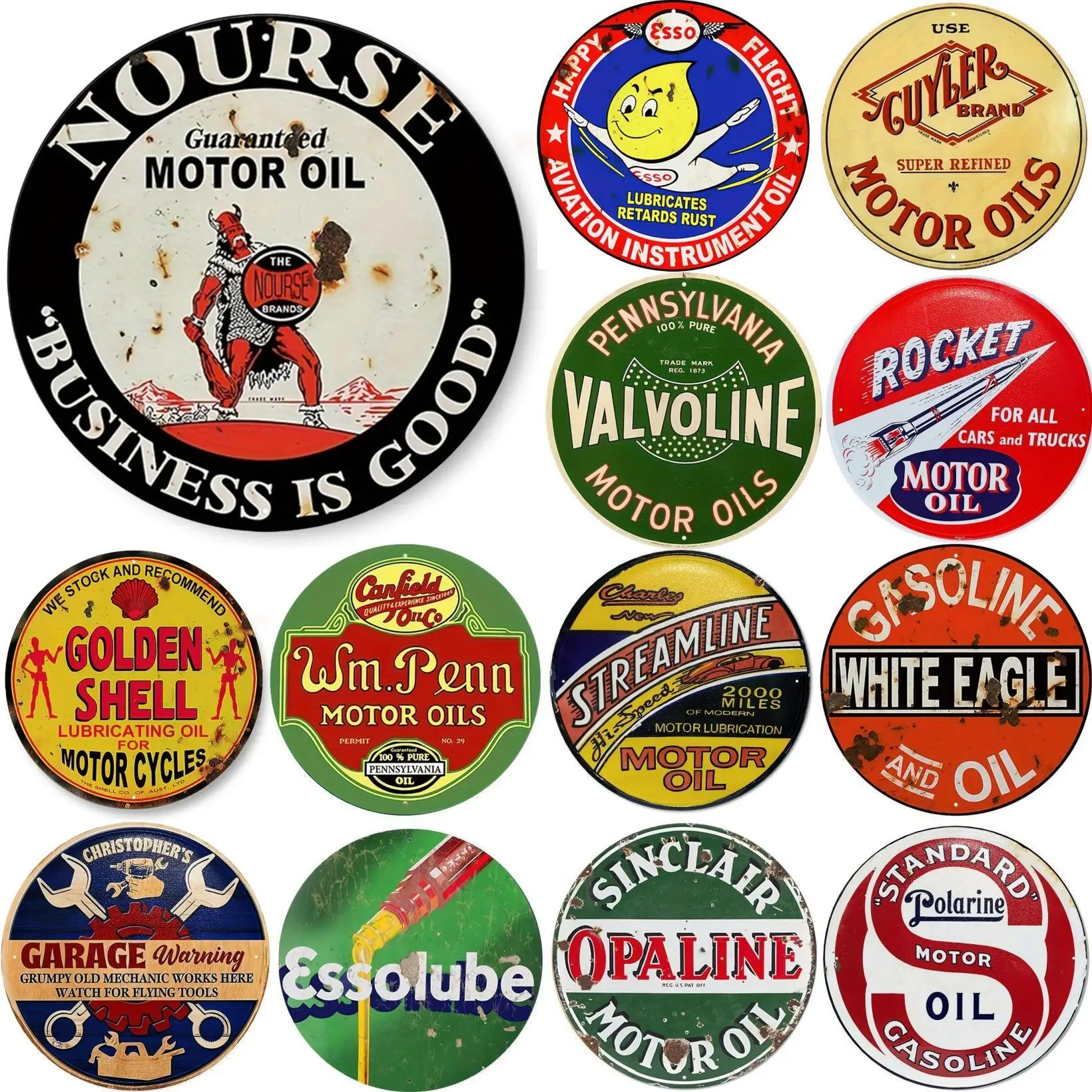 Vintage Motor Oil Sign Round M - Home Bar And Restaurant recensie en prijs