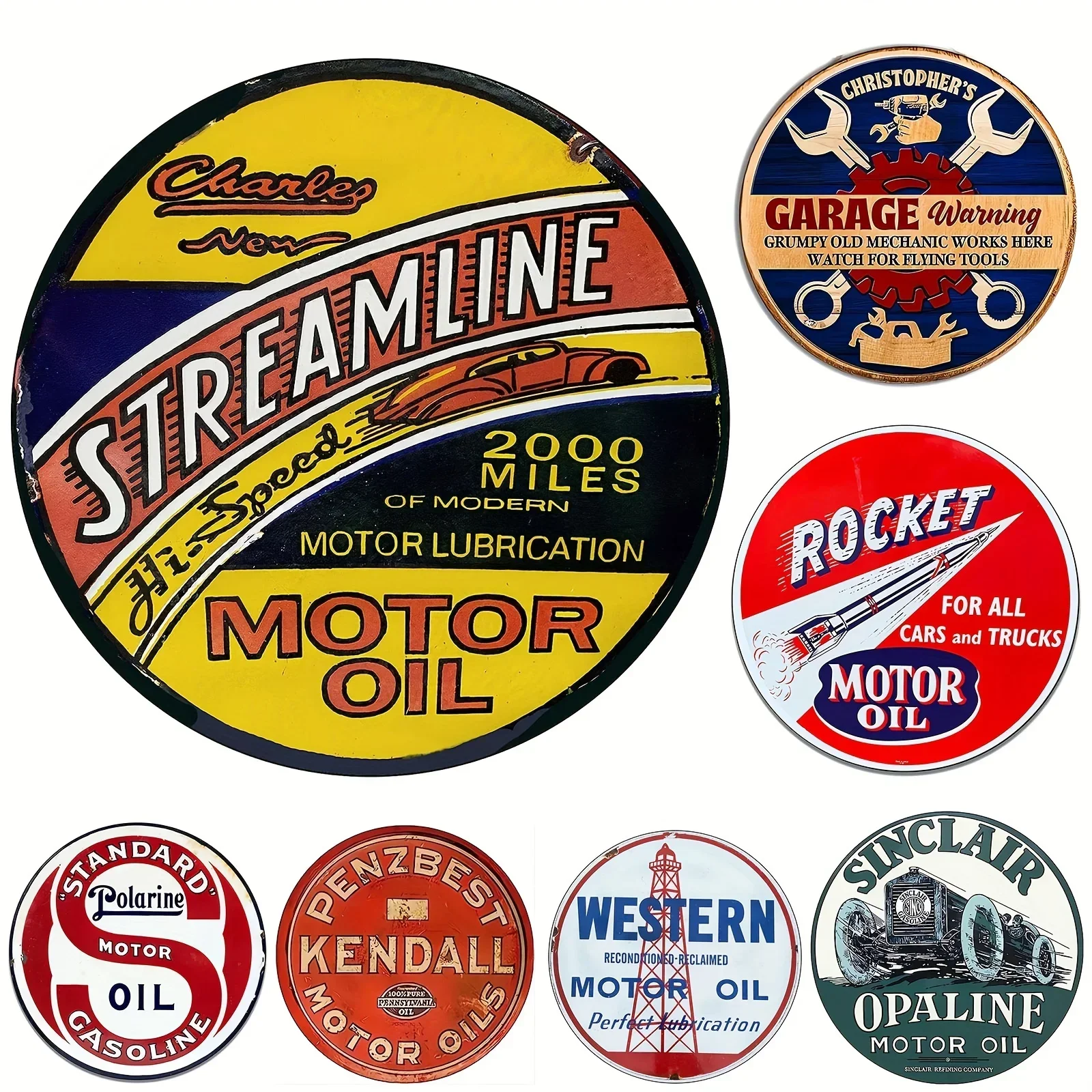 Vintage Motor Oil Sign Round M - Home Bar And Restaurant recensie en prijs