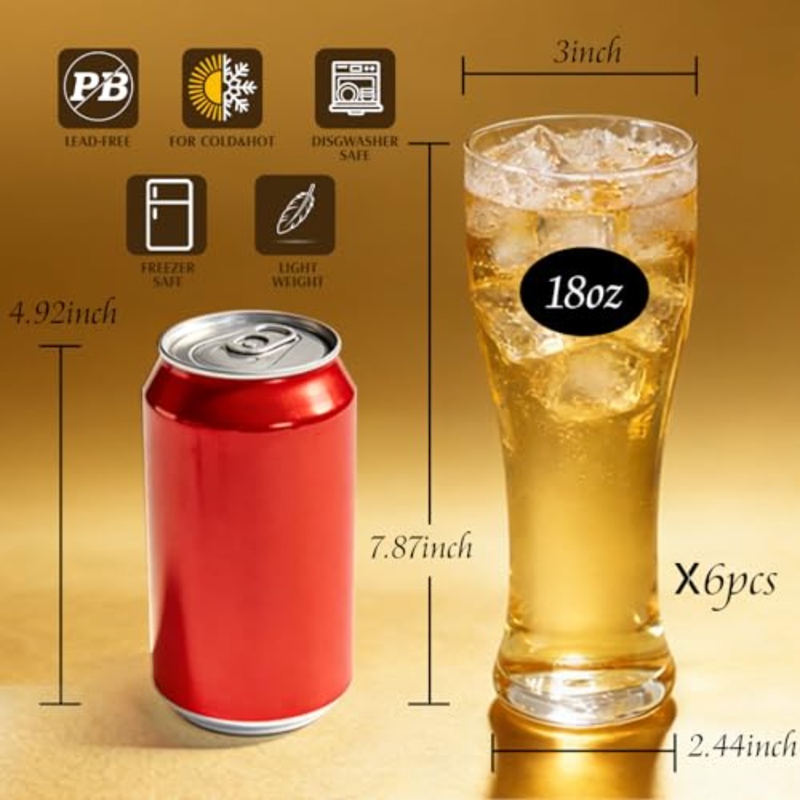18 oz Pilsner Beer Glasses Set - Highball Glass Set recensie en prijs