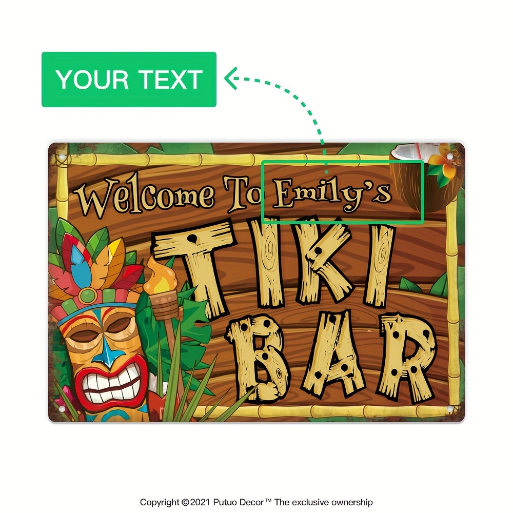 Custom  Decor Tiki Bar Sign, P - Home Bar Signs recensie en prijs