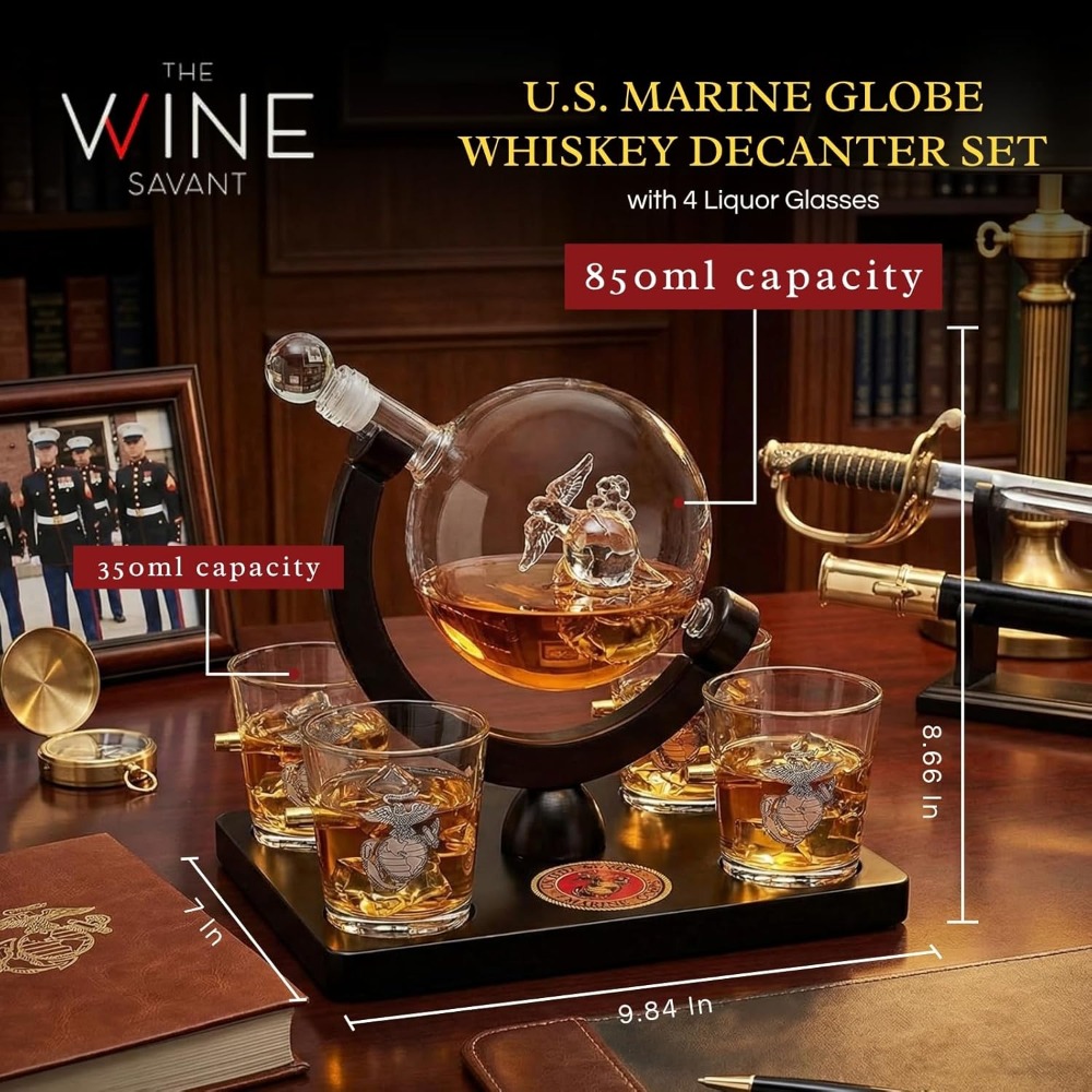USMC Marine Globe Whiskey Deca - Decanter Globe Set recensie en prijs