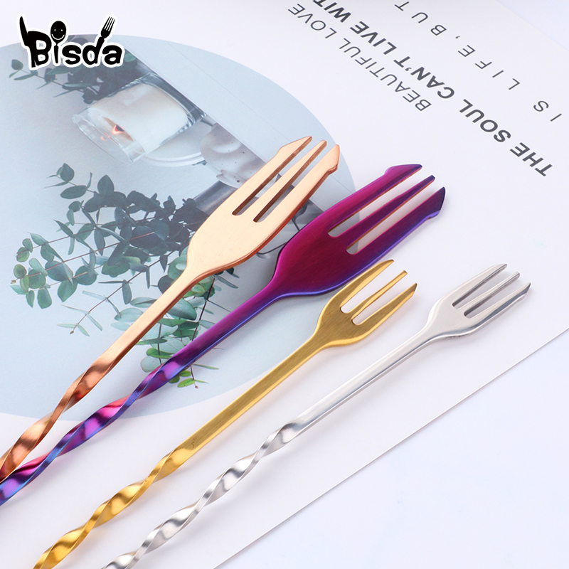 Cocktail Bar Spoons with Fork, - Bar Spoon Twisted recensie en prijs