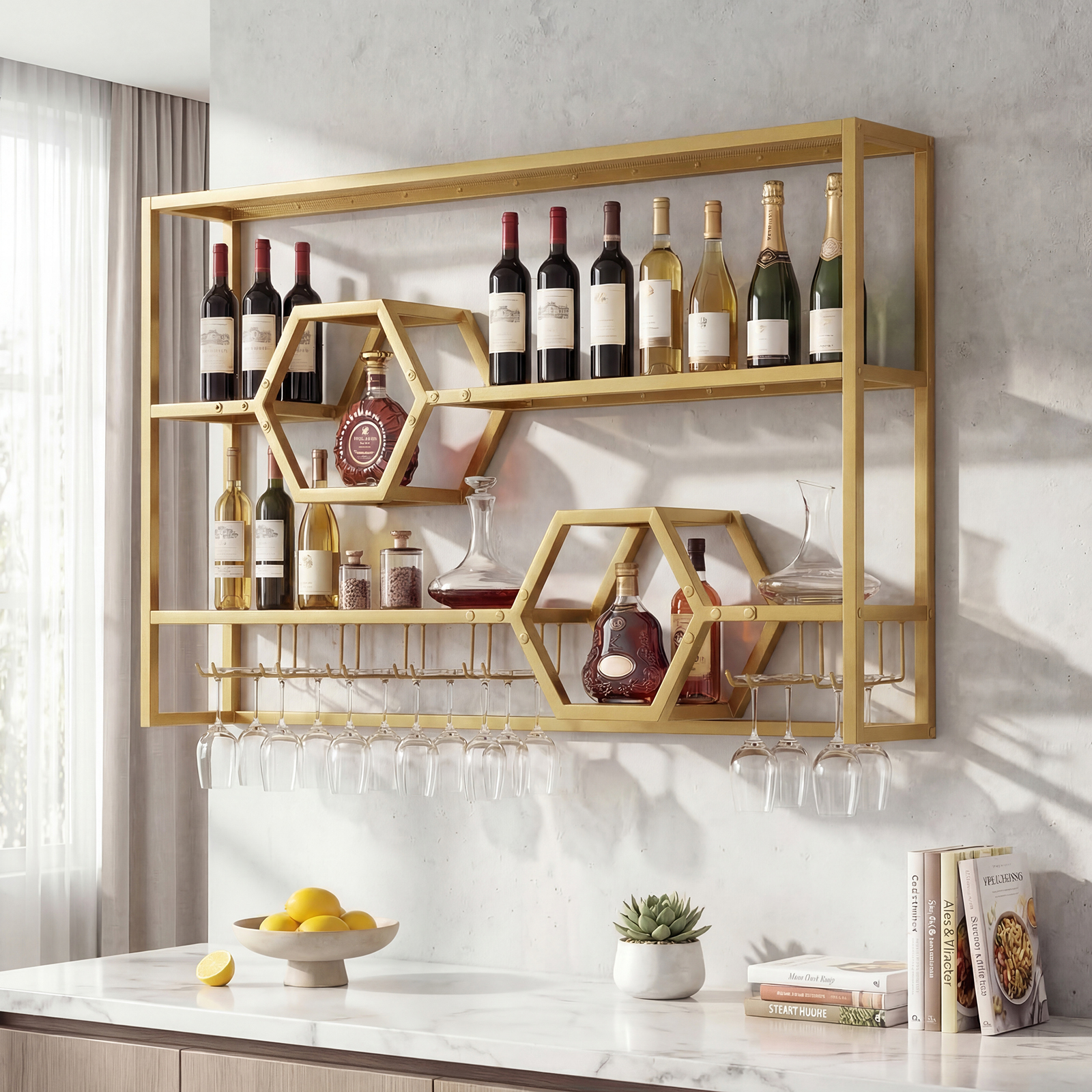 Wall Mounted Wine Rack 47” Lar - Home Bar Stand recensie en prijs