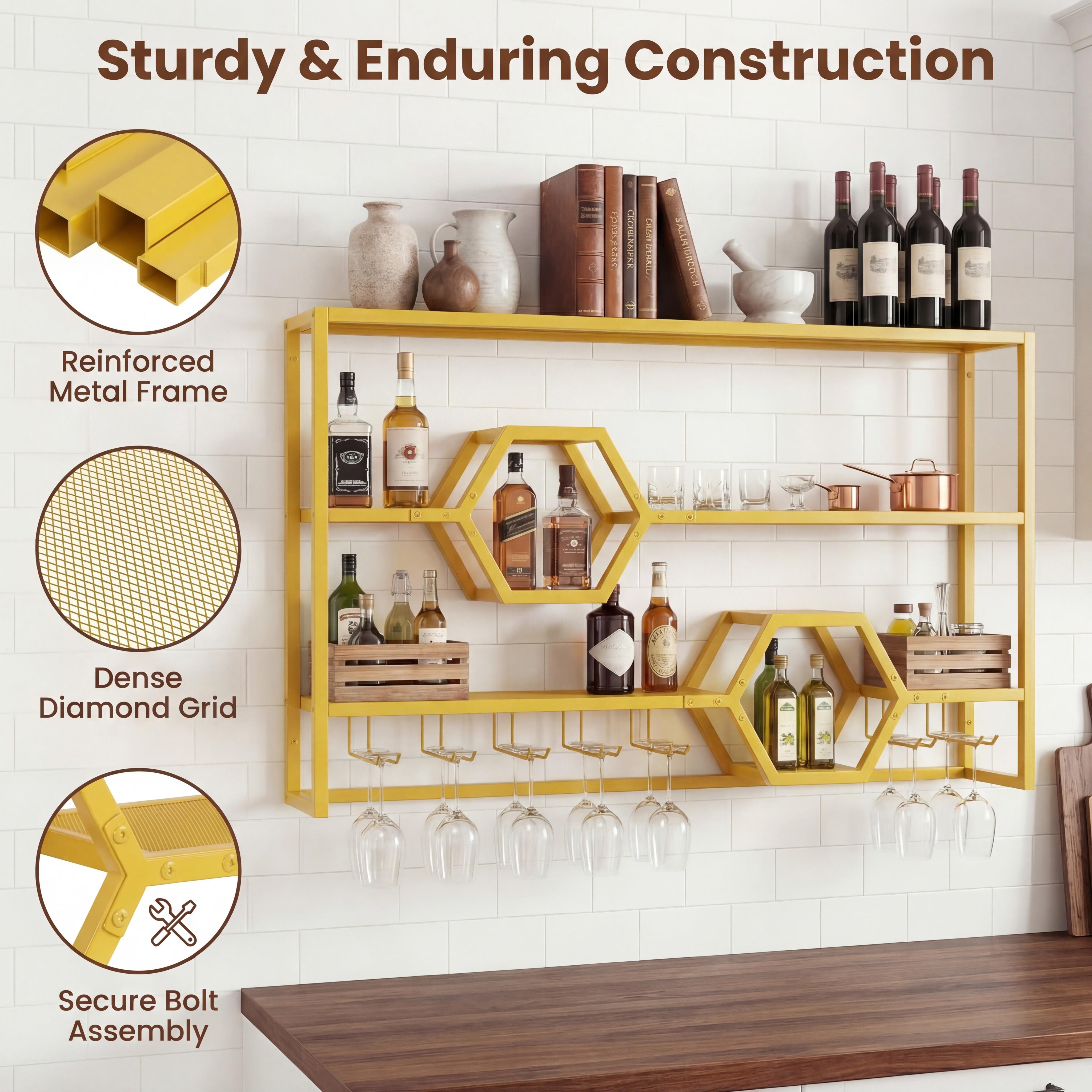 Wall Mounted Wine Rack 47” Lar - Home Bar Stand recensie en prijs
