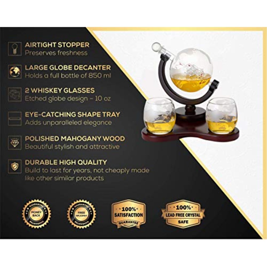 Whiskey Globe Decanter Set wit - Decanter Globe Set recensie en prijs